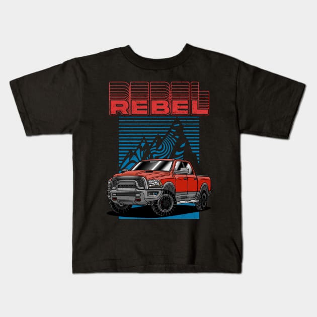 American Pickup Truck RAM 1500 Rebel Kids T-Shirt by Guyvit